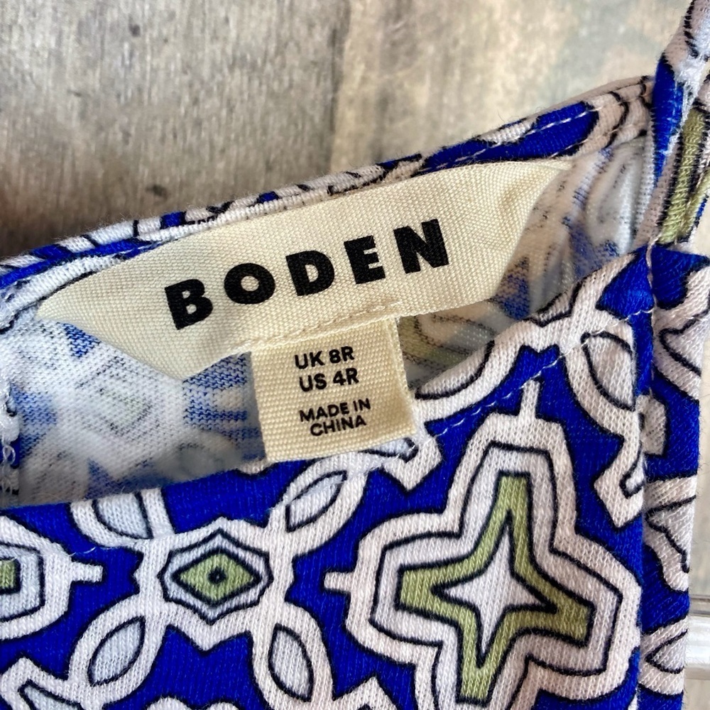 NWOT Boden Racer Neck Halter Maxi Dress in Blue Green Floral Tile Size 4 Regular - Picture 11 of 13